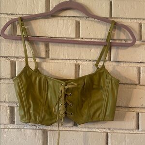 UO Out From Under Green Faux Leather Corset Bustier